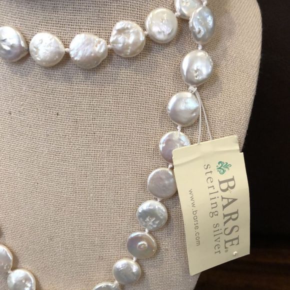BARSE Genuine Single Strand Continuous Pearl Coin Necklace NWT - Picture 2 of 10